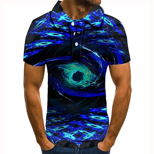 

Men's Graphic 3D Print Print Polo Daily Blue / Short Sleeve