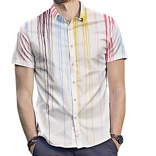 

Men's Striped Shirt Daily White / Short Sleeve