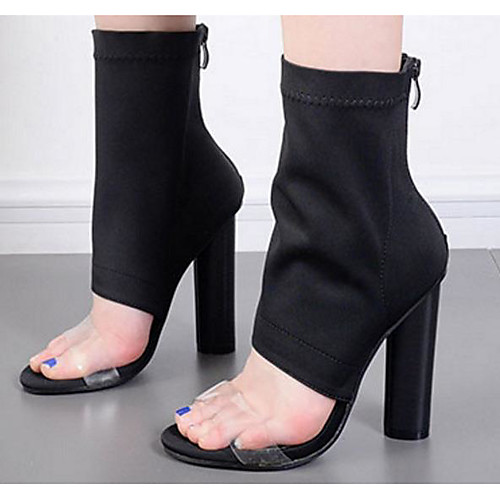 

Women's Sandals Summer Chunky Heel Open Toe Daily PU Black