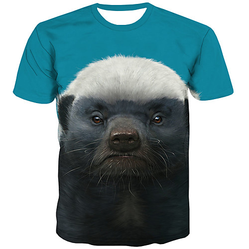 

Men's Plus Size 3D Print T-shirt Street chic Daily Round Neck Rainbow / Short Sleeve