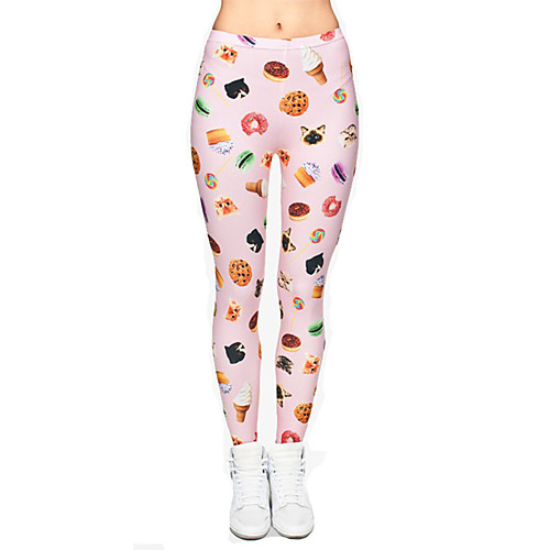 

Women's Yoga Pants 3D Print Pink Elastane Yoga Running Fitness Tights Leggings Sport Activewear Quick Dry Tummy Control Butt Lift Moisture Wicking High Elasticity Skinny