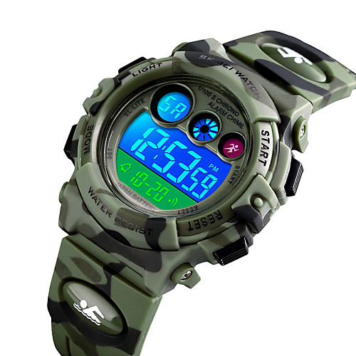 

SKMEI Boys' Digital Watch Digital New Arrival Water Resistant / Waterproof Digital Blue Green Dark Blue / Silicone / Stopwatch / Noctilucent