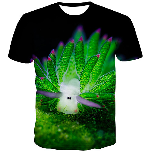 

Men's Plus Size 3D Print T-shirt Street chic Daily Round Neck Rainbow / Short Sleeve