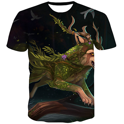 

Men's Plus Size 3D Print T-shirt Street chic Daily Round Neck Rainbow / Short Sleeve