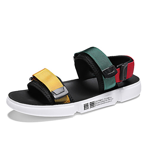 

Men's Summer Classic / British Daily Outdoor Sandals Walking Shoes Canvas Breathable Wear Proof Black / Rainbow