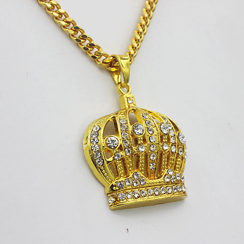 

Men's Necklace Crown Statement Unique Design Trendy Fashion Chrome Gold 75 cm Necklace Jewelry 1pc For Party Evening Sport Street
