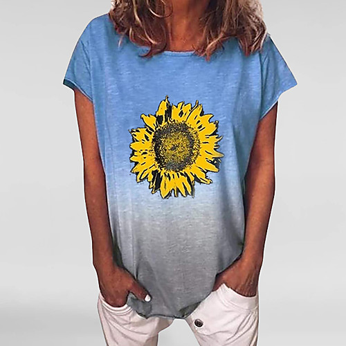 

Women's Floral Tie Dye Daisy Print T-shirt Daily Blue / Purple / Yellow / Green