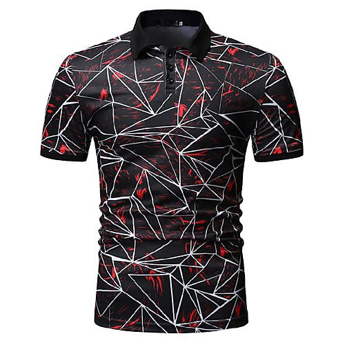 

Men's Geometric Print Polo Business Work Blue / Red