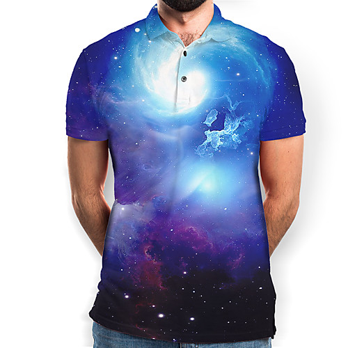 

Men's Galaxy Graphic Print Polo Daily Royal Blue