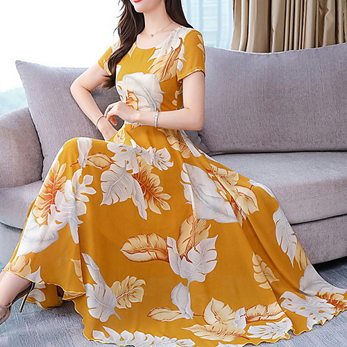 

Women's A Line Dress - Short Sleeves Geometric Summer Street chic 2020 Blue Yellow S M L XL XXL XXXL