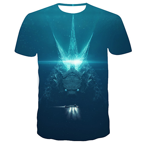 

Men's 3D Print T-shirt Daily Round Neck Navy Blue / Short Sleeve
