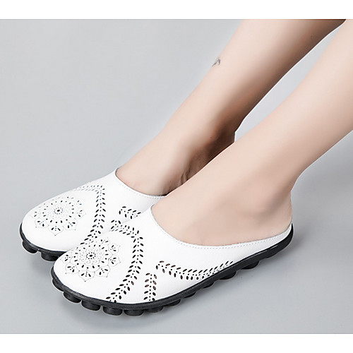 

Women's Clogs & Mules Spring & Summer Flat Heel Round Toe Daily PU White / Black / Yellow