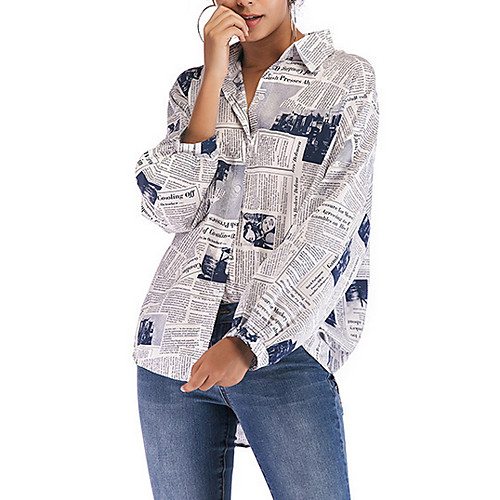 

Women's Letter Print Shirt Sports Shirt Collar Black / Blue / Red