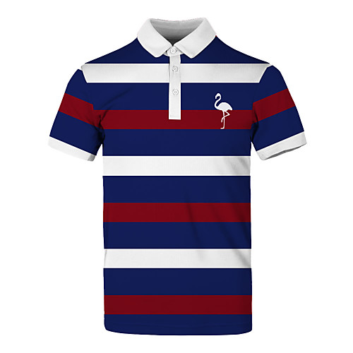 

Men's Striped Graphic Slim Polo Basic Elegant Daily Work Navy Blue / Short Sleeve / Animal
