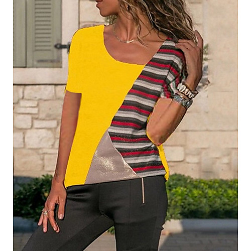 

Women's Color Block Loose T-shirt Daily White / Blue / Red / Yellow / Army Green