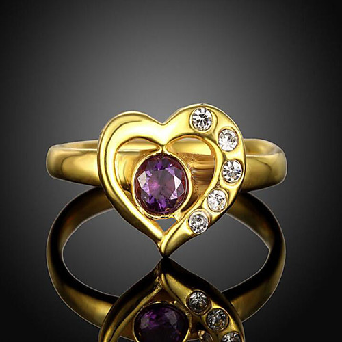 

Women's Ring Cubic Zirconia 1pc Black Gold Gold Plated Imitation Diamond Round Stylish Gift Festival Jewelry Classic Heart