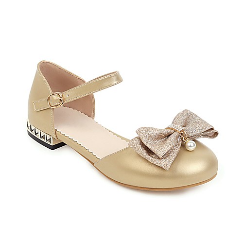 

Girls' Flower Girl Shoes PU Flats Leatherette Loafers Big Kids(7years ) Bowknot / Buckle Gold / Silver Summer / Fall / Party & Evening / Rubber