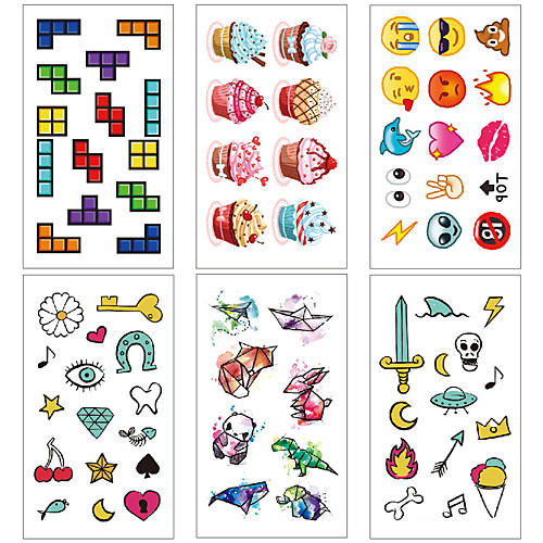 

6 pcs Temporary Tattoos Water Resistant / Waterproof / Mini Style / Safety Face / Body / Hand Water-Transfer Sticker Body Painting Colors