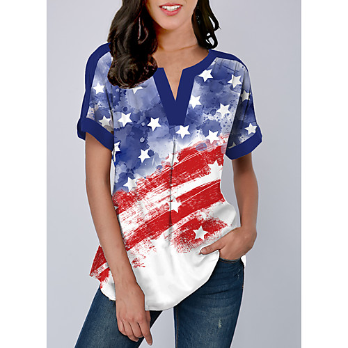 

Women's Rainbow National Flag Print Blouse Daily V Neck Rainbow