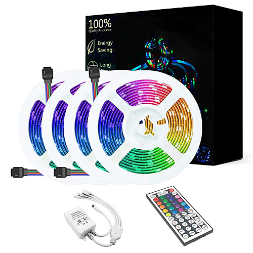 

20M(45M) LED Light Strips RGB Tiktok Lights SMD3528 1200 LEDs 8mm Strip Flexible Light LED Tape Nonwaterproof DC 12V with 44Key IR Remote Controller Kit