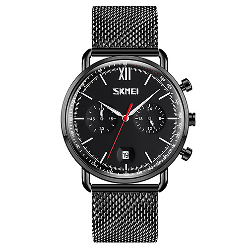 

SKMEI Men's Steel Band Watches Quartz Mesh Modern Style Stainless Steel Black / Silver / Rose Gold 30 m Water Resistant / Waterproof Luminous Stopwatch Analog Classic Fashion - Black / Silver White
