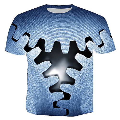 

Men's Graphic Machine Print T-shirt Round Neck Gray