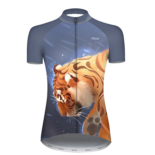 

21Grams Women's Short Sleeve Cycling Jersey Polyester Black / Yellow Galaxy Animal Tiger Bike Jersey Top Mountain Bike MTB Road Bike Cycling Breathable Quick Dry Ultraviolet Resistant Sports Clothing