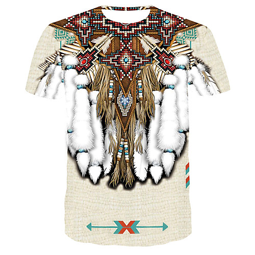 

Men's 3D Print T-shirt Daily Round Neck Khaki / Short Sleeve