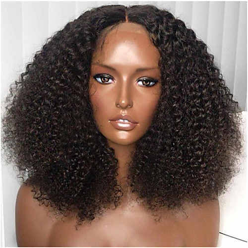 

Synthetic Wig Matte Afro Curly Middle Part Wig Long Natural Black Synthetic Hair 14 inch Women's Middle Part curling Fluffy Black
