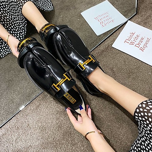 

Women's Loafers & Slip-Ons Summer Flat Heel Round Toe Daily PU Black