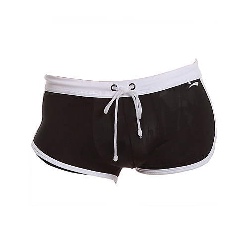 

Men's Basic White Black Blue Boy Leg Bottoms Swimwear Swimsuit - Color Block S M L White