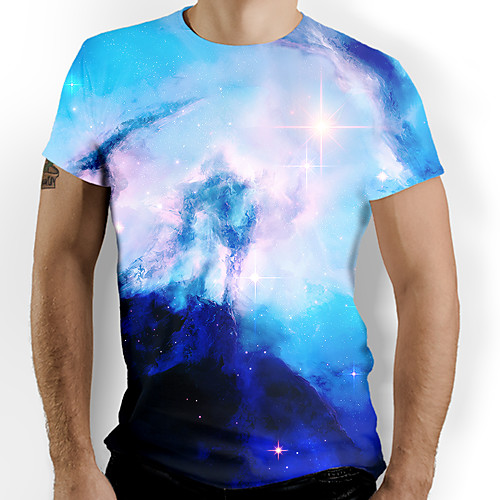 

Men's Galaxy Graphic Print T-shirt Daily Blue