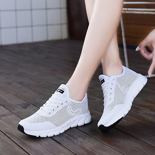 

Women's Trainers / Athletic Shoes Spring / Summer Flat Heel Round Toe Daily Outdoor Mesh / Tissage Volant White / Black / Pink