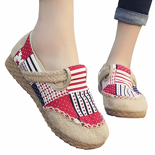 

Women's Loafers & Slip-Ons Summer Flat Heel Closed Toe Daily PU Red / Blue