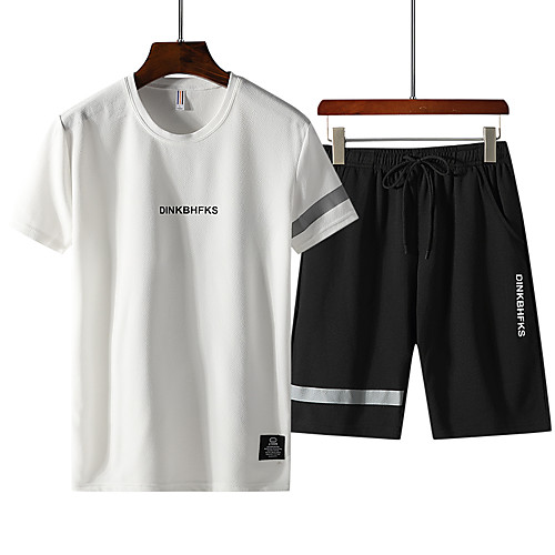 

Men's Solid Colored Print Set Basic Daily Sports Round Neck White / Black / Yellow / Gray / Short Sleeve