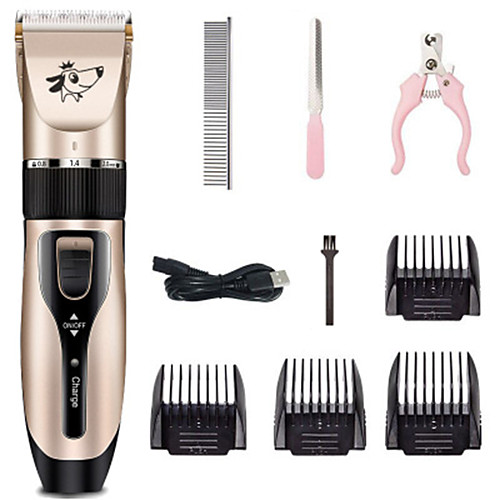 

Dog Hair Clipper Grooming Clippers Rechargeable Battery Low Noise Plastic Grooming Kits Clipper & Trimmer Portable Washable Travel Pet Grooming Supplies Gold