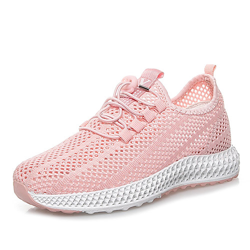 

Women's Trainers / Athletic Shoes 2020 Fall / Spring & Summer Flat Heel Round Toe Sporty Casual Daily Outdoor Lace-up Glow in the Dark Solid Colored Mesh Running Shoes / Walking Shoes White / Black