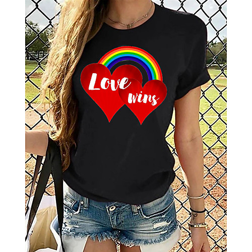 

Women's Plus Size Graphic 3D Print Pleated Print Loose T-shirt Street chic Exaggerated Daily Going out Rainbow