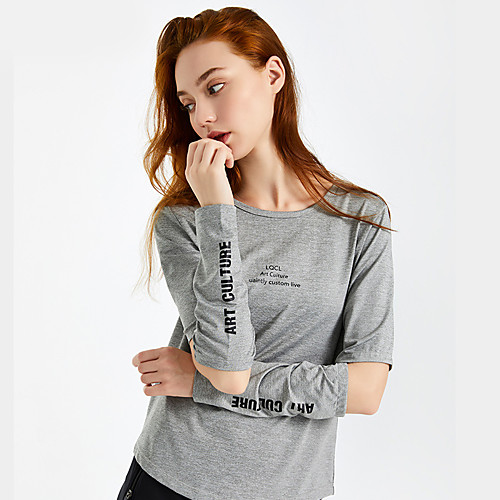 

Women's Young Girl Yoga Top Solid Color Gray Elastane Yoga Running Fitness Tee / T-shirt Top Long Sleeve Sport Activewear Breathable Quick Dry Comfortable Stretchy