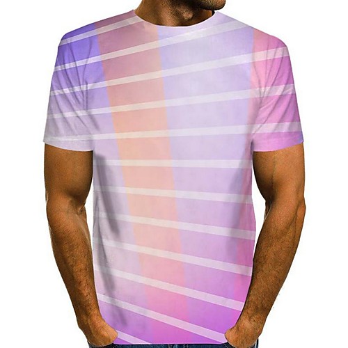 

Men's Striped Graphic T-shirt Daily Wine / Blue / Red / Yellow / Blushing Pink / Navy Blue