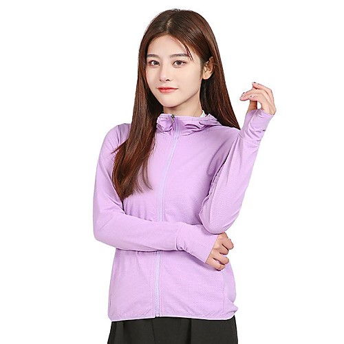 

Women's Full Zip Thumbhole Elastane Track Jacket Hoodie Jacket Running Jacket Hooded Running Walking Fitness UV Sun Protection UPF50 Sportswear Jacket Top Long Sleeve Activewear Micro-elastic