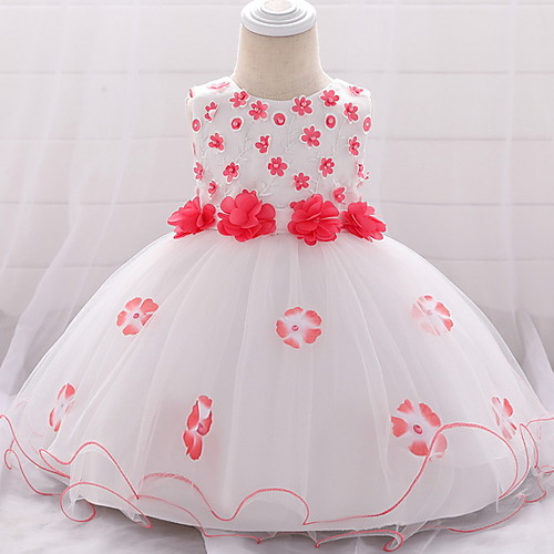 

Ball Gown Floor Length Wedding / Party Flower Girl Dresses - Lace / Tulle Sleeveless Jewel Neck with Bow(s) / Tier / Appliques