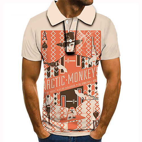 

Men's 3D Polo Basic Daily Shirt Collar Orange / Short Sleeve