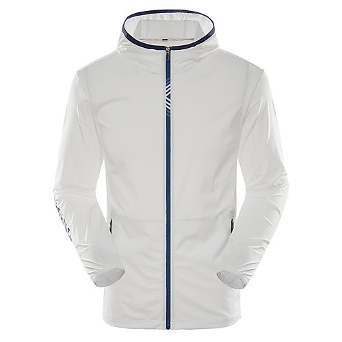 

Men's Hiking Skin Jacket Hiking Jacket Summer Outdoor Windproof Sunscreen Breathable Quick Dry Jacket Top Elastane Single Slider Running Hunting Fishing Dark Grey / White / Light Grey / Royal Blue