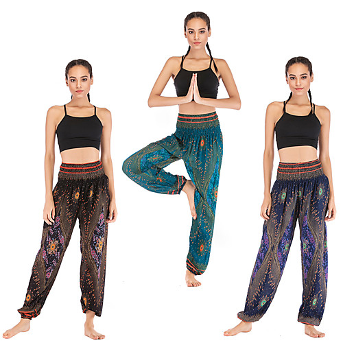 

Women's High Waist Yoga Pants Harem Pocket Bohemian Green Black Dark Blue Cotton Pilates Dance Fitness Bloomers Sport Activewear Lightweight Comfy Breathable Quick Dry Soft Stretchy Loose