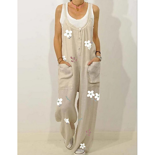 

Women's Beige Light Blue Jumpsuit Onesie, Geometric M L XL