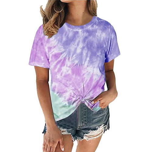 

Women's Color Block T-shirt Daily Wine / Blue / Purple / Khaki / Green / Light Blue