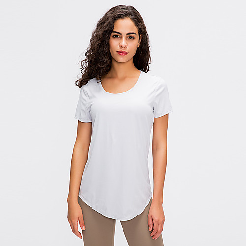 

Women's Yoga Top Fashion White Pink Blue Gray Elastane Yoga Running Fitness Tee / T-shirt Short Sleeve Sport Activewear Breathable Quick Dry Comfortable Stretchy