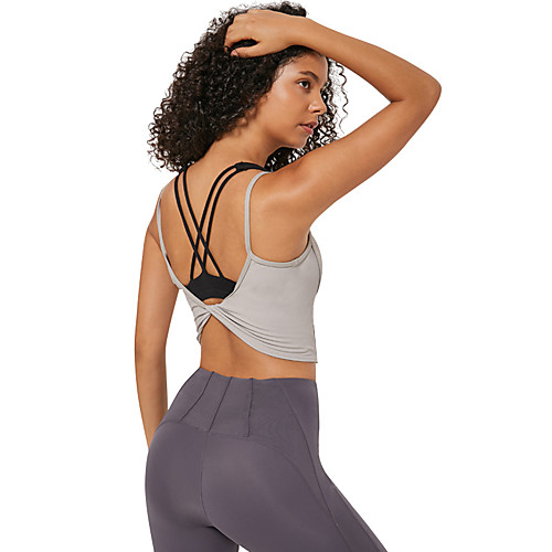 

Women's Padded Tank Top Solid Color White Black Green Gray Nylon Yoga Running Fitness Tank Top Sport Activewear Breathable Quick Dry Comfortable Stretchy