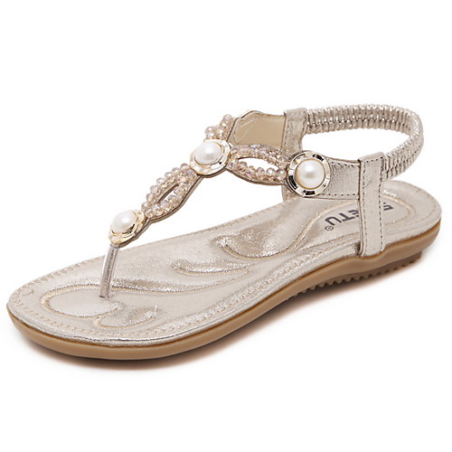 

Women's Sandals Summer Flat Heel Open Toe Daily PU Black / Gold / Blue